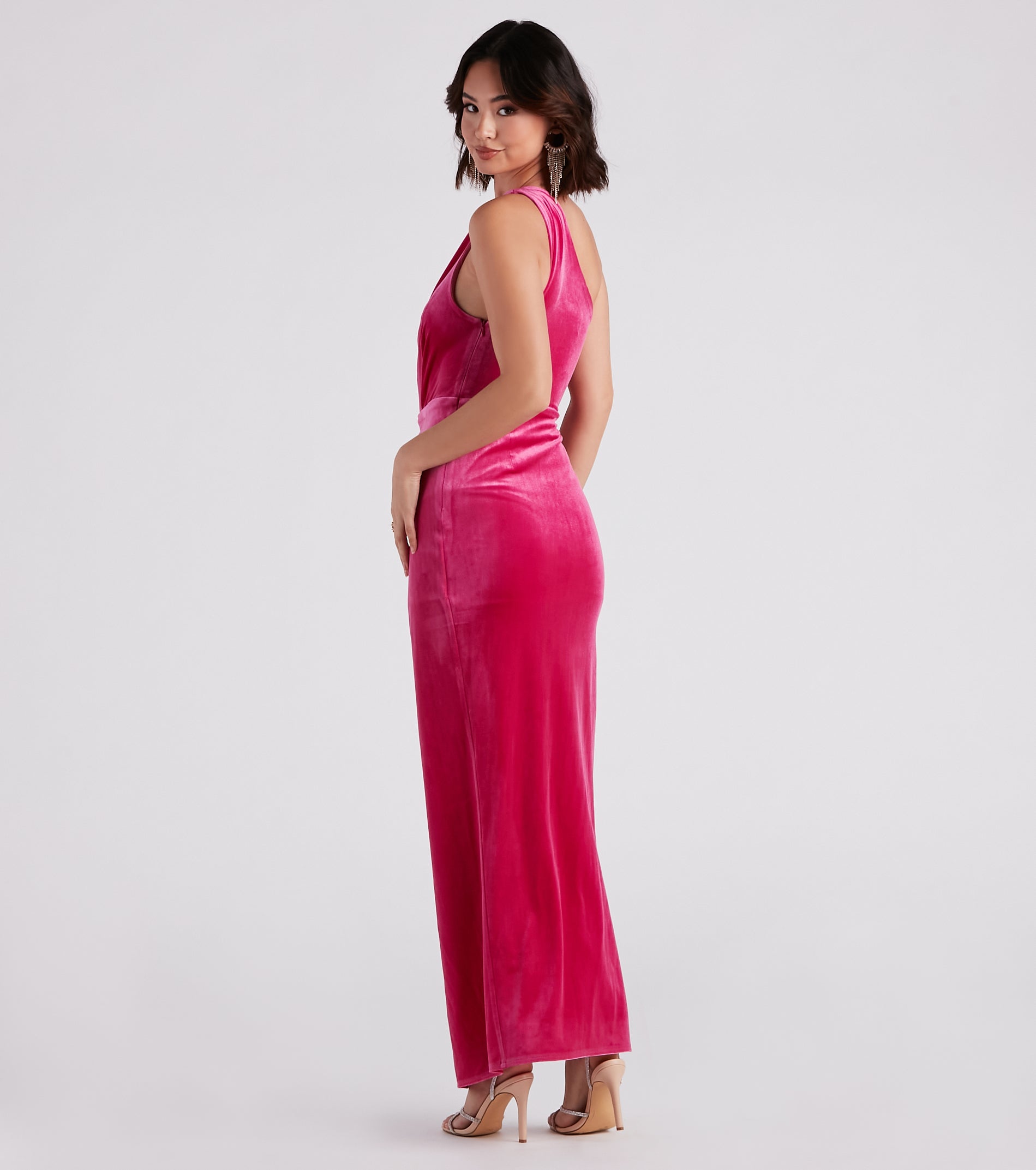 Formal Velvet One-Shoulder Dress